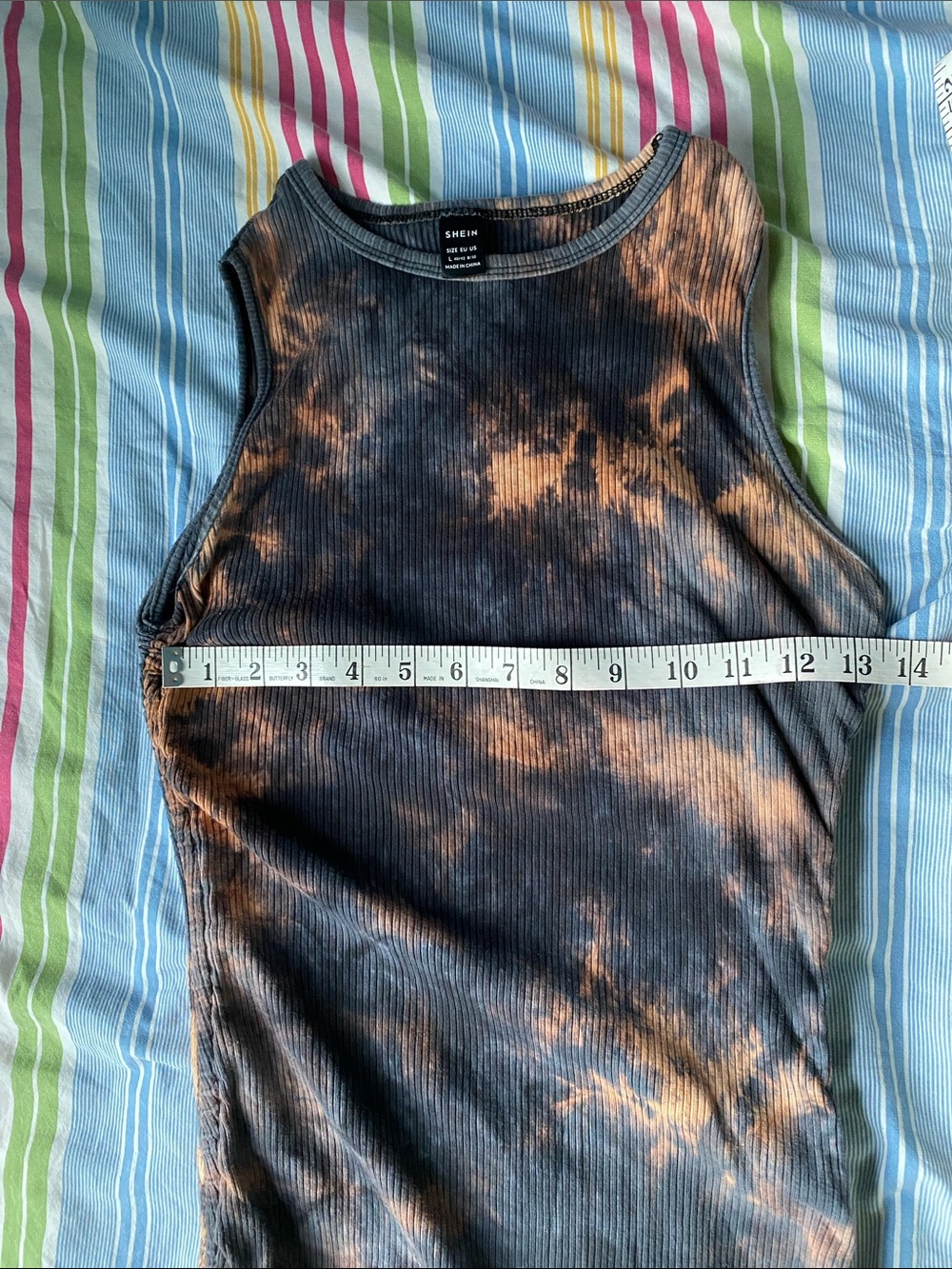 SHEIN Black and Tan Tie-Dye Ribbed Midi Dress - Picture 4 of 6